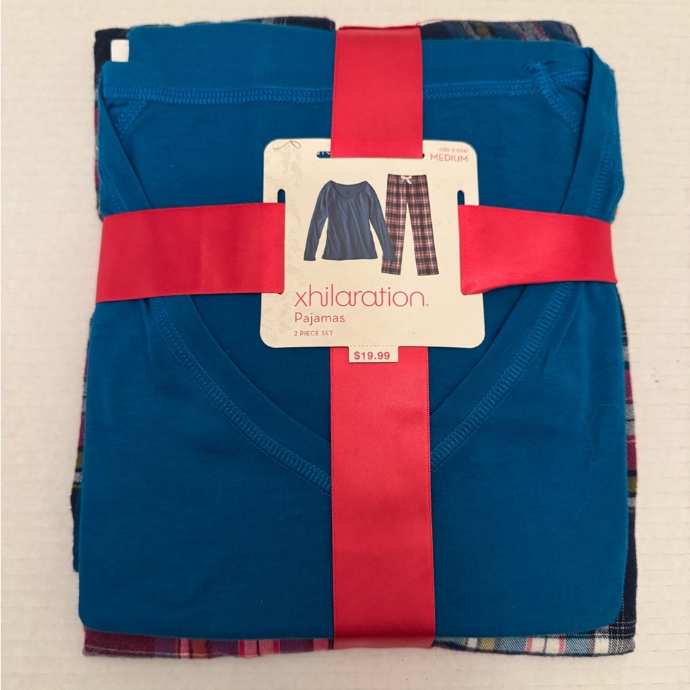 Xhilaration Teal & Multicolor Plaid Women’s Pajama Set